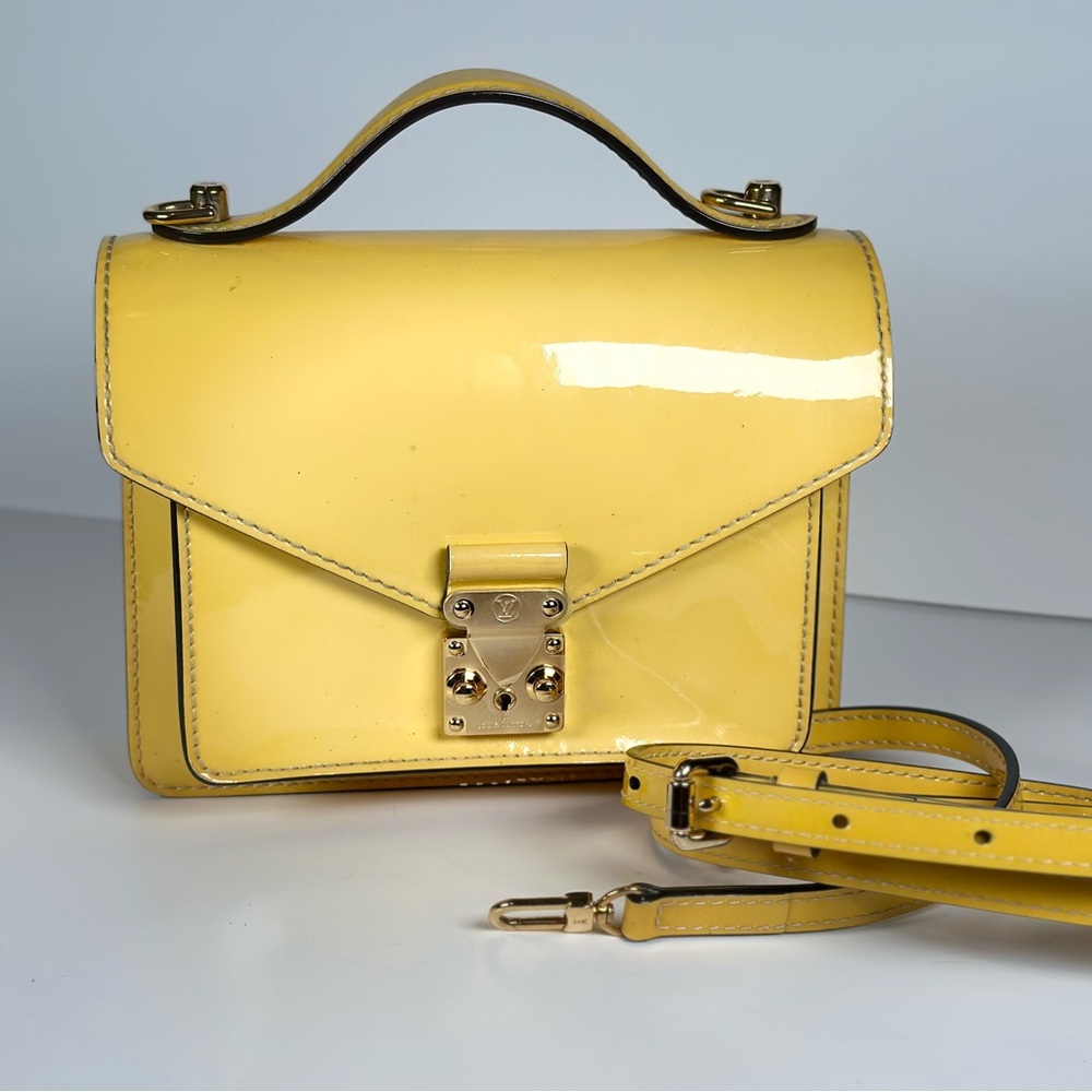 Louis Vuitton Monceau BB Yellow Patent Leather Mini Top Handle Crossbody